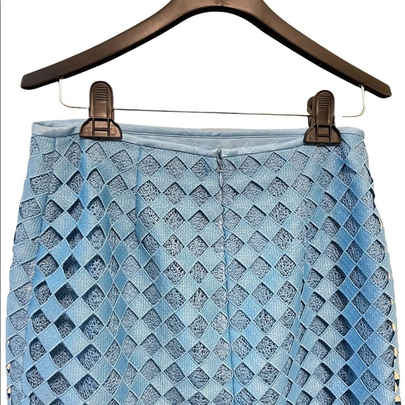 Diane Von Furstenberg Diamond Pattern Layered Lined Straight Pencil Skirt - Picture 9 of 9